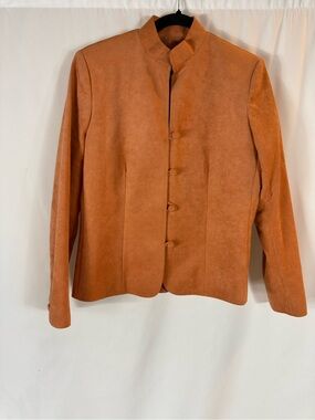 Vintage Lightweight Mandarin Collar Jacket, blazer in Rust Orange Size:M